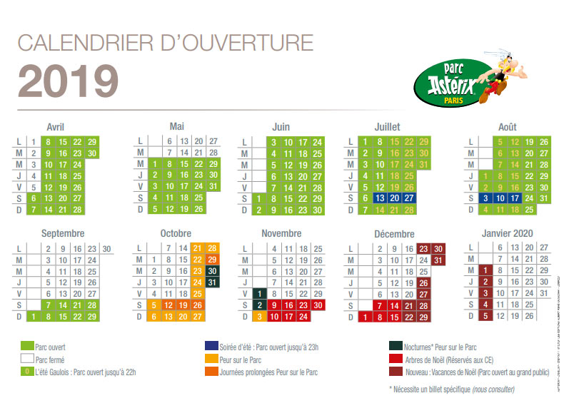Parc Astérix : jours d'ouverture